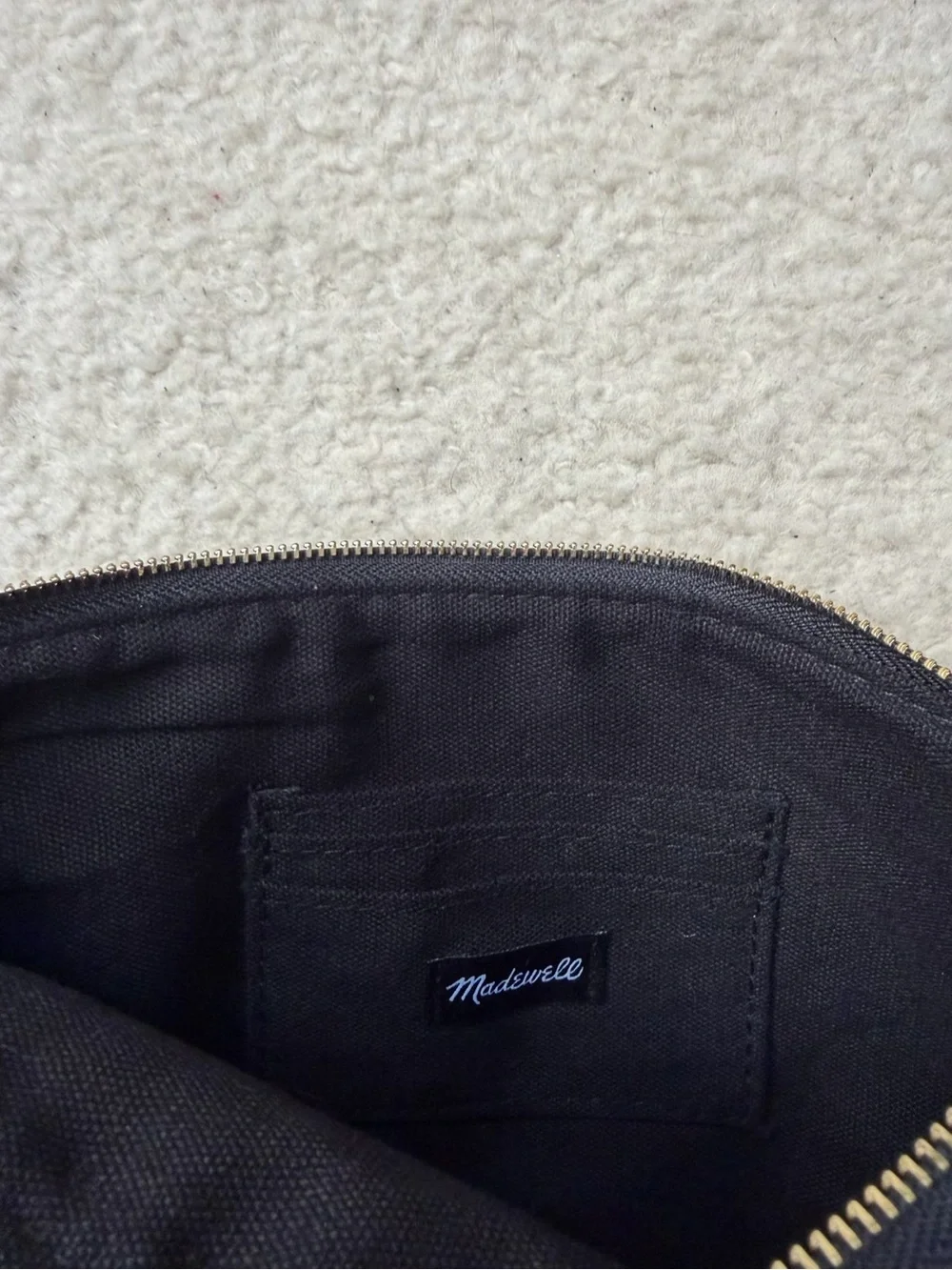 Madewell Black & Cream Striped Canvas Zip Pouch Clutch Wristlet